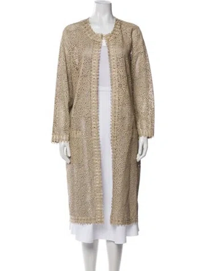 Pre-owned Oscar De La Renta 2012 Lace Pattern Coat In Neutrals