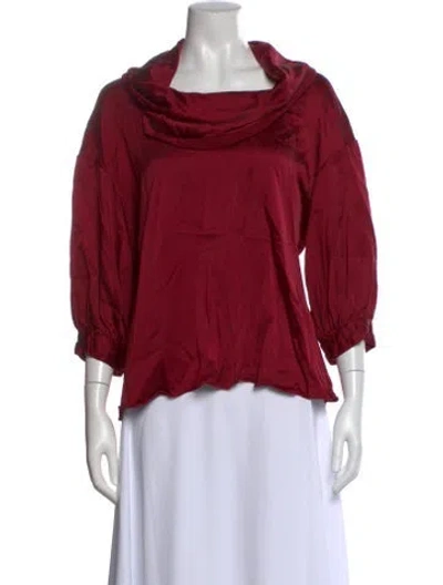 Pre-owned Oscar De La Renta 2012 Silk Blouse In Burgundy