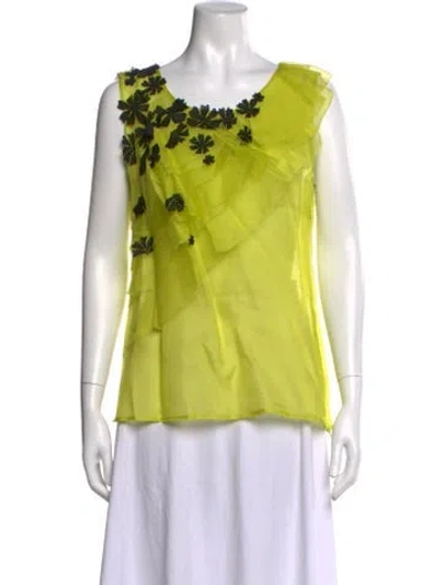 Pre-owned Oscar De La Renta 2012 Silk Blouse In Green