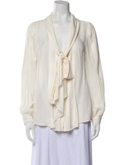 Pre-owned Oscar De La Renta 2012 Silk Blouse In Neutral