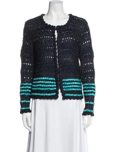 Pre-owned Oscar De La Renta 2012 Silk Jacket In Blue