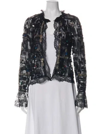 Pre-owned Oscar De La Renta 2012 Virgin Wool Sweater In Black