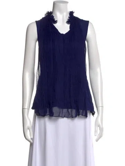 Pre-owned Oscar De La Renta 2013 Silk Blouse In Blue
