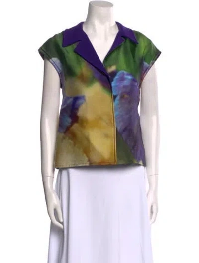 Pre-owned Oscar De La Renta 2013 Silk Blouse In Multi