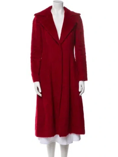 Pre-owned Oscar De La Renta 2014 Alpaca Faux Fur Coat In Red