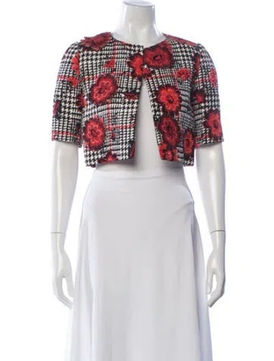 Pre-owned Oscar De La Renta 2014 Houndstooth Print Jacket In Neutral