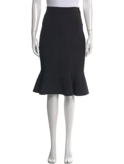 Pre-owned Oscar De La Renta 2014 Midi Length Skirt In Black