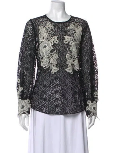 Pre-owned Oscar De La Renta 2014 Nylon Blouse In Black
