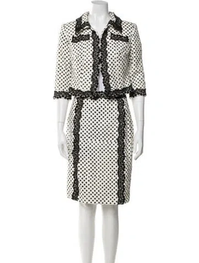 Pre-owned Oscar De La Renta 2014 Polka Dot Print Skirt Suit In Multi