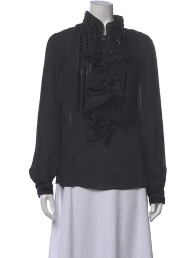 Pre-owned Oscar De La Renta 2014 Silk Blouse In Black