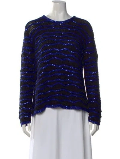 Pre-owned Oscar De La Renta 2014 Silk Sweater W/ Tags In Blue