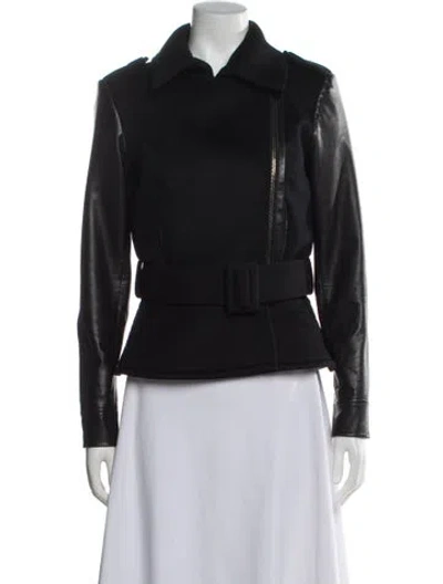 Pre-owned Oscar De La Renta 2014 Wool Biker Jacket In Gray