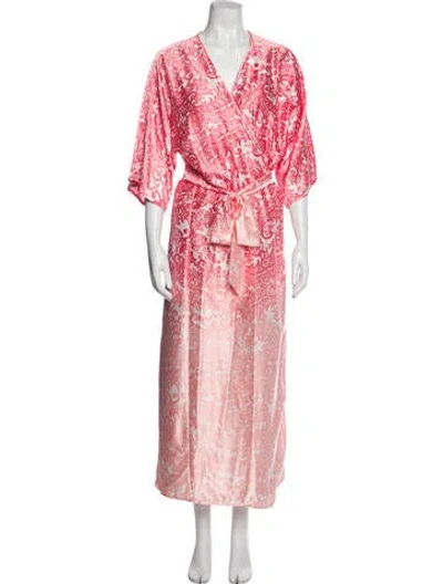 Pre-owned Oscar De La Renta 2015 Satin Dress Set In Red