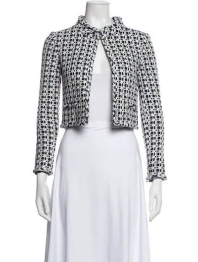 Pre-owned Oscar De La Renta 2015 Tweed Pattern Jacket In Black/white
