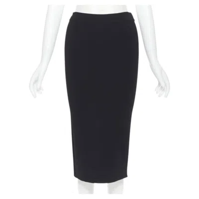 Pre-owned Oscar De La Renta 2016 Black Viscose Knit Knee Length Bodycon Pencil Skirt Xs