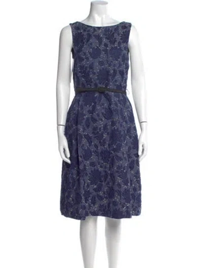 Pre-owned Oscar De La Renta 2016 Knee-length Dress In Blue