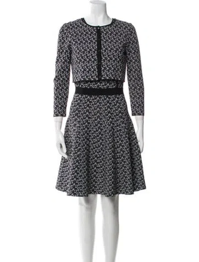 Pre-owned Oscar De La Renta 2016 Printed Dress Set In Black