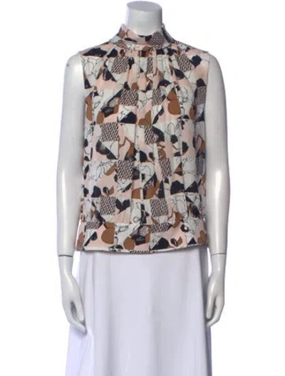 Pre-owned Oscar De La Renta 2016 Silk Blouse In Pink
