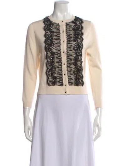 Pre-owned Oscar De La Renta 2016 Virgin Wool Sweater In Neutral