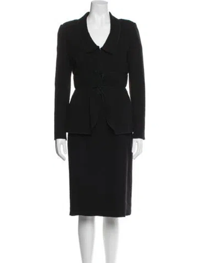 Pre-owned Oscar De La Renta 2016 Wool Skirt Suit In Black