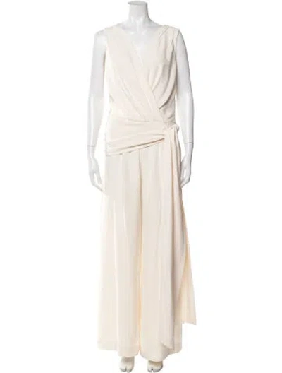 Pre-owned Oscar De La Renta 2017 Silk Jumpsuit In Brown