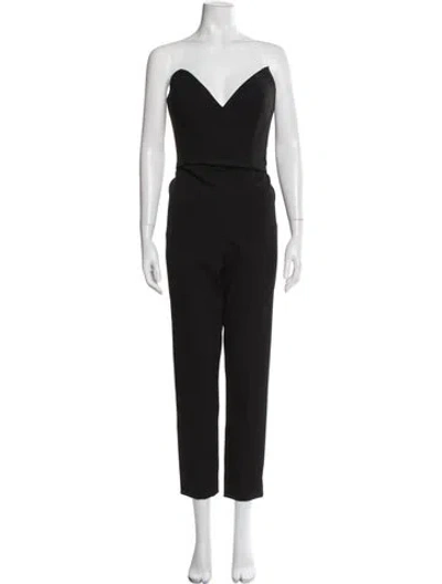 Pre-owned Oscar De La Renta 2017 Virgin Wool Jumpsuit In Black