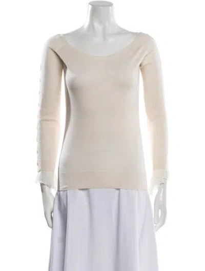 Pre-owned Oscar De La Renta 2017 Virgin Wool Sweater In White