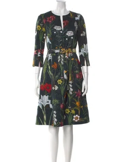 Pre-owned Oscar De La Renta 2018 Knee-length Dress In Green