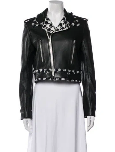 Pre-owned Oscar De La Renta 2018 Leather Biker Jacket In Black