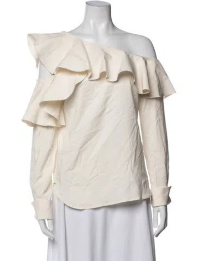 Pre-owned Oscar De La Renta 2018 Silk Blouse In Neutrals