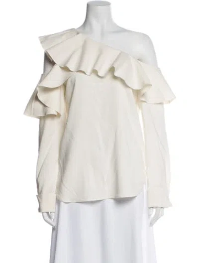 Pre-owned Oscar De La Renta 2018 Silk Blouse W/ Tags In White