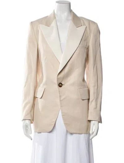 Pre-owned Oscar De La Renta 2019 Linen Blazer In Neutral