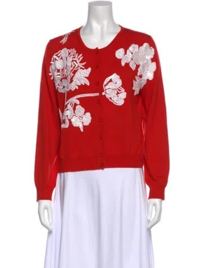 Pre-owned Oscar De La Renta 2019 Virgin Wool Sweater In Red