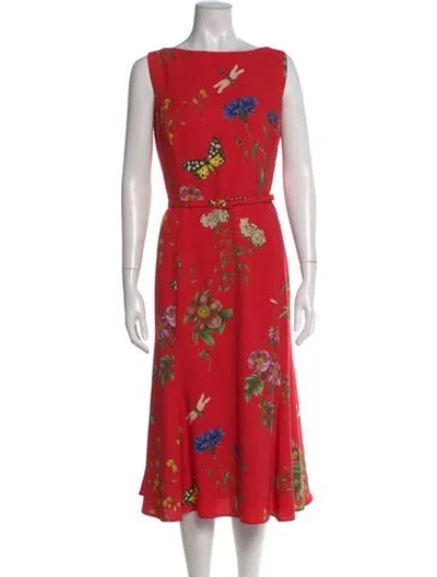 Pre-owned Oscar De La Renta 2020 Midi Length Dress In Red