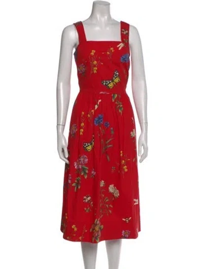 Pre-owned Oscar De La Renta 2020 Midi Length Dress In Red