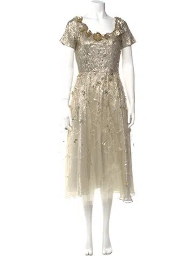 Pre-owned Oscar De La Renta 2020 Midi Length Dress In Silver