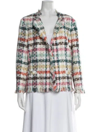 Pre-owned Oscar De La Renta 2020 Tweed Blazer W/ Tags In Blue