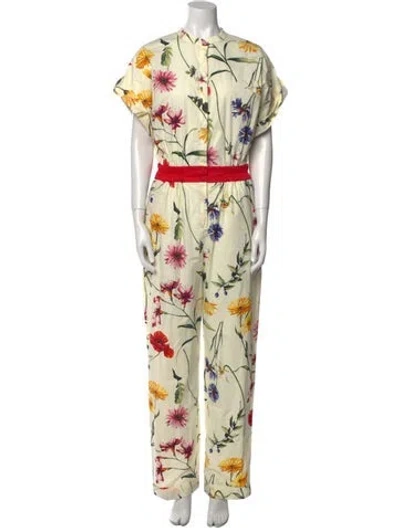 Pre-owned Oscar De La Renta 2021 Floral Print Jumpsuit W/ Tags In Multi