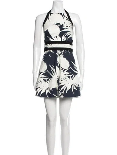 Pre-owned Oscar De La Renta 2021 Floral Print Romper In Neutrals