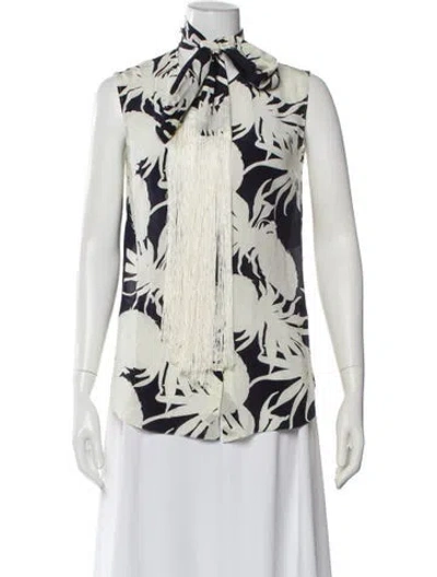 Pre-owned Oscar De La Renta 2021 Silk Blouse In Neutral