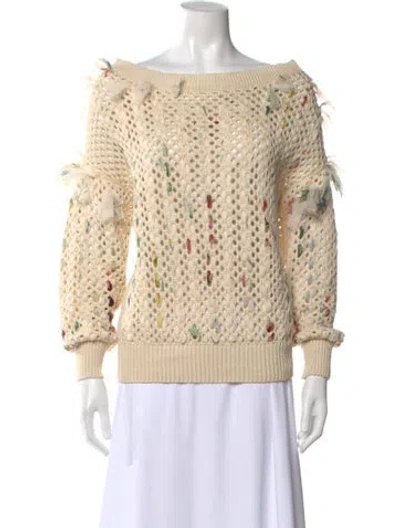 Pre-owned Oscar De La Renta 2021 Silk Sweater In Neutral