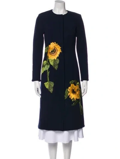Pre-owned Oscar De La Renta 2021 Virgin Wool Coat In Blue