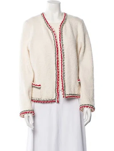 Pre-owned Oscar De La Renta 2021 V-neck Sweater In Neutral