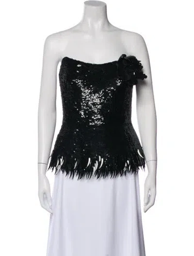 Pre-owned Oscar De La Renta 2022 Patterned Top In Black