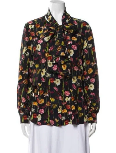 Pre-owned Oscar De La Renta 2022 Silk Blouse In Multi