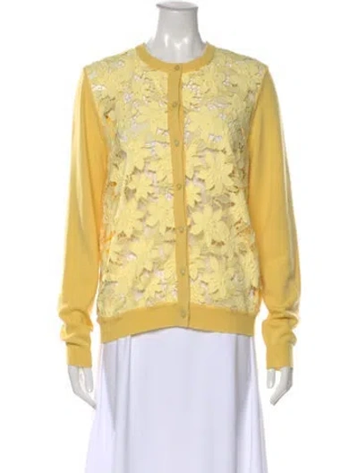 Pre-owned Oscar De La Renta 2022 Virgin Wool Sweater In Yellow