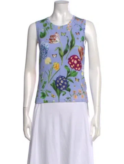 Pre-owned Oscar De La Renta 2023 Floral Print Sweater W/ Tags In Green