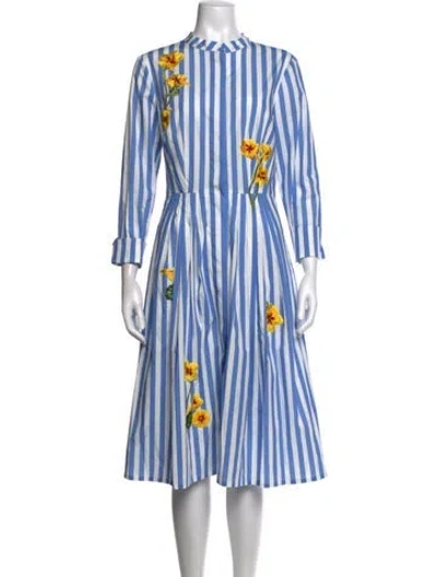 Pre-owned Oscar De La Renta 2023 Midi Length Dress In Blue