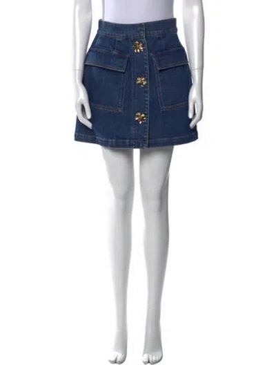Pre-owned Oscar De La Renta 2023 Mini Skirt W/ Tags In Blue