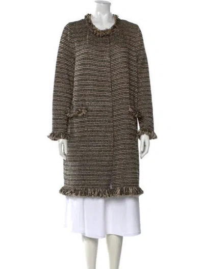 Pre-owned Oscar De La Renta 2023 Tweed Pattern Sweater In Black